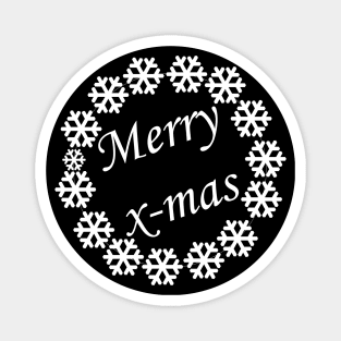 Merry X-mas Typography Design - Black and White Magnet